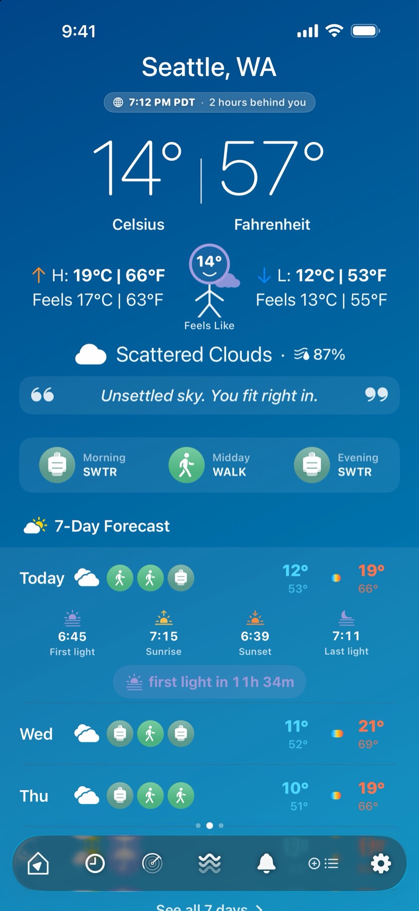 -40 Weather screenshot: Any city, with local time