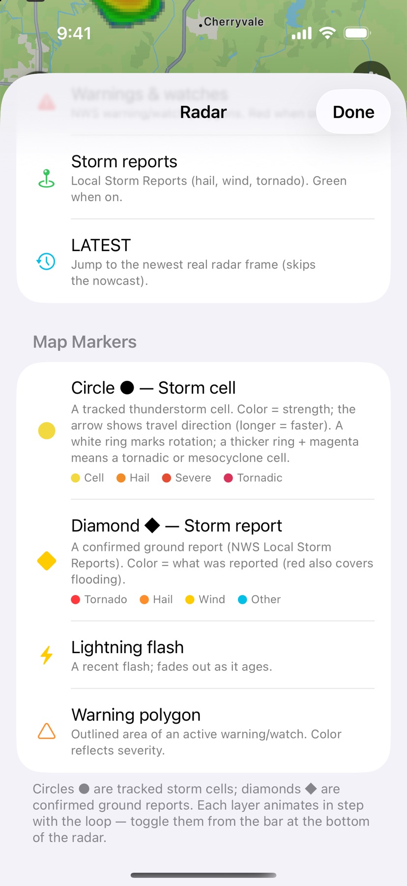 -40 screenshot: Radar markers