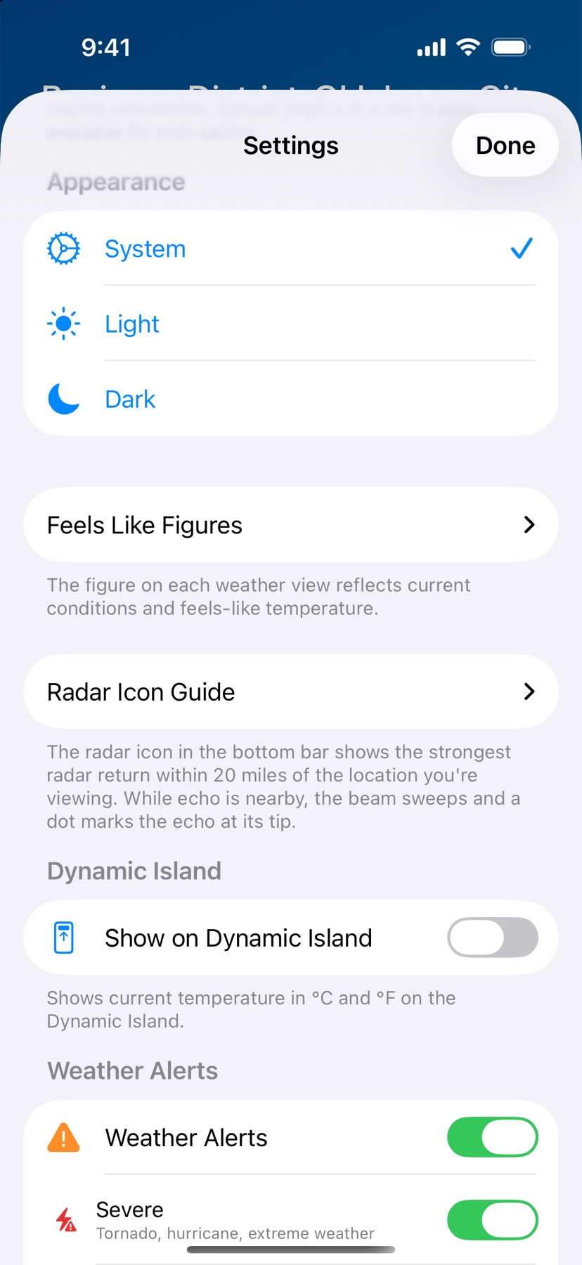 -40 screenshot: Alerts & Dynamic Island