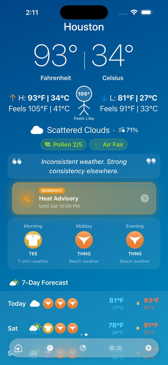 -40 screenshot: Conditions (°F)