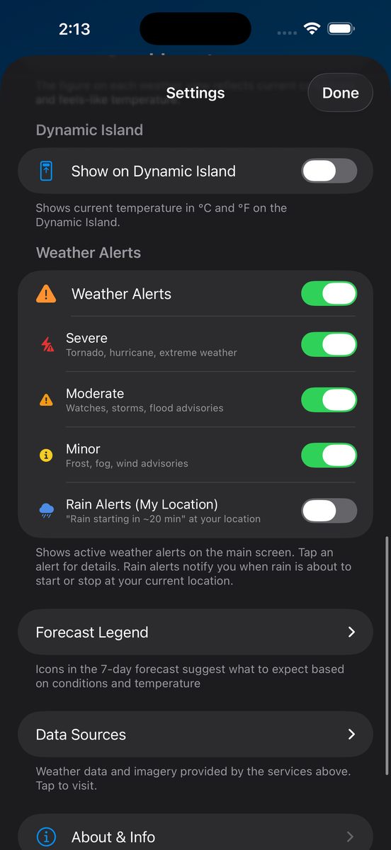 -40 screenshot: Weather alerts
