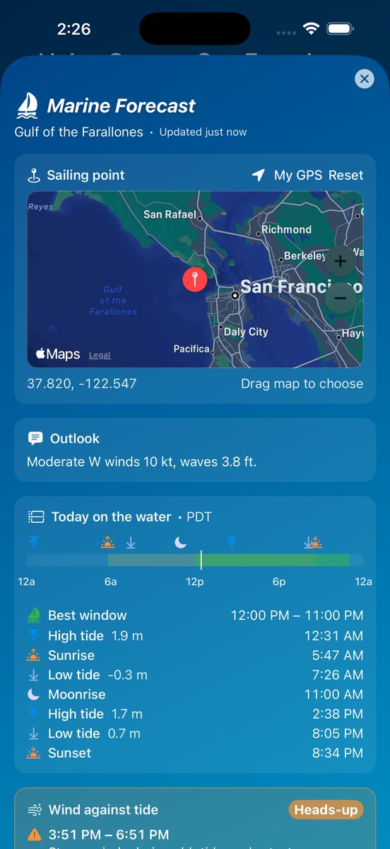 -40 screenshot: Marine forecast