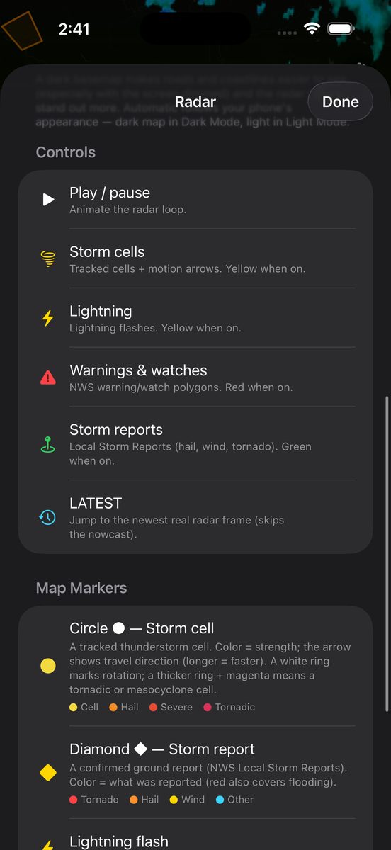 -40 screenshot: Radar legend