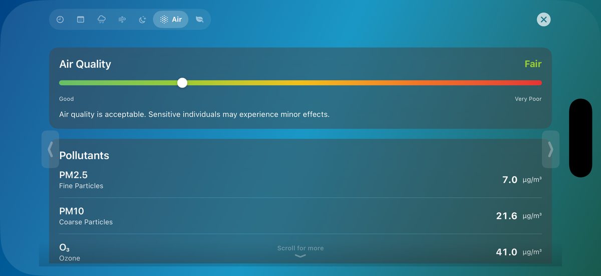 -40 screenshot: Air quality